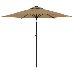vidaXL Garden Parasol with LEDs and Steel Pole Taupe 225x225x212cm 6