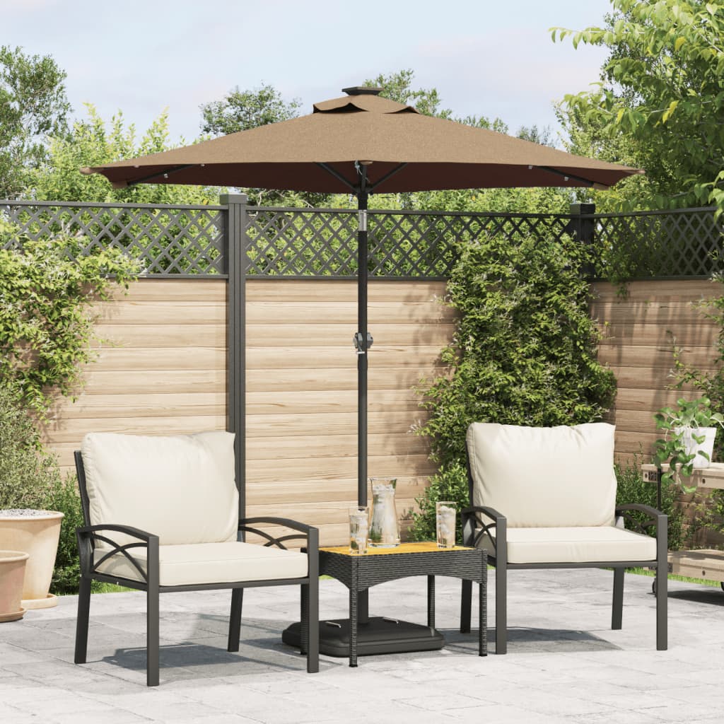 vidaXL Garden Parasol with LEDs and Steel Pole Taupe 225x225x212cm 1