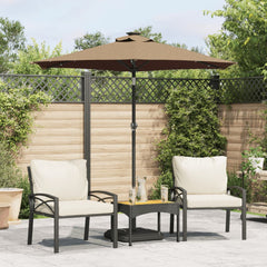 vidaXL Garden Parasol with LEDs and Steel Pole Taupe 225x225x212cm 1