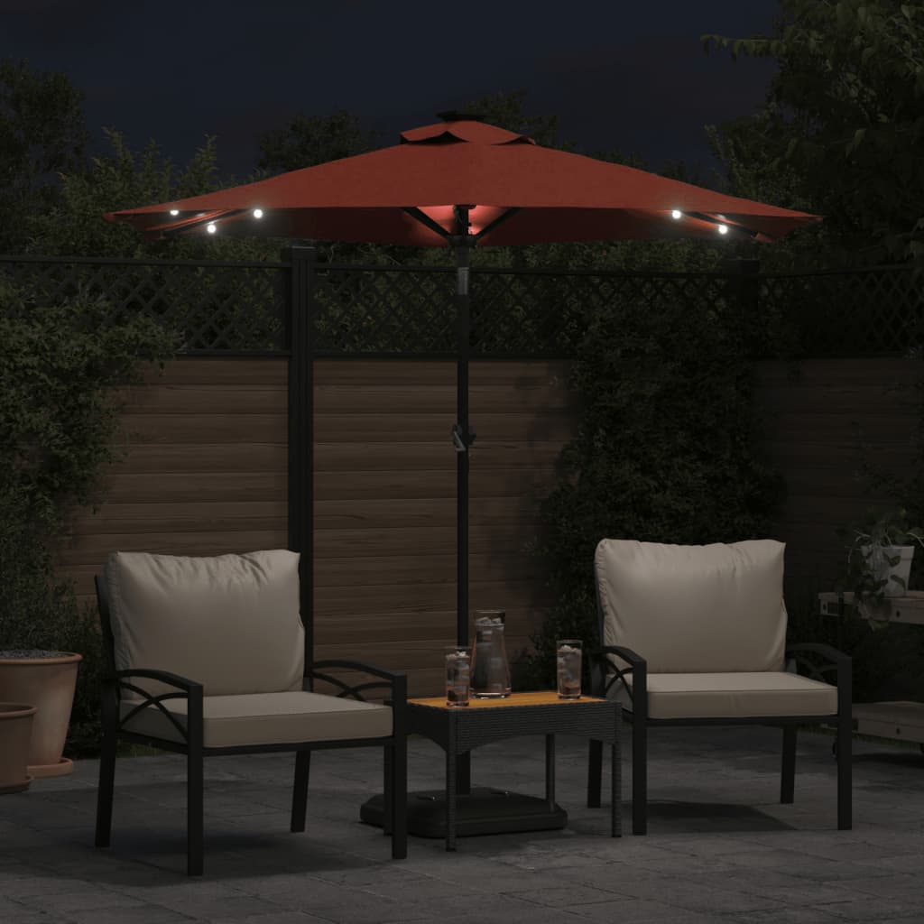vidaXL Garden Parasol with LEDs and Steel Pole Terracotta 225x225x212cm 3