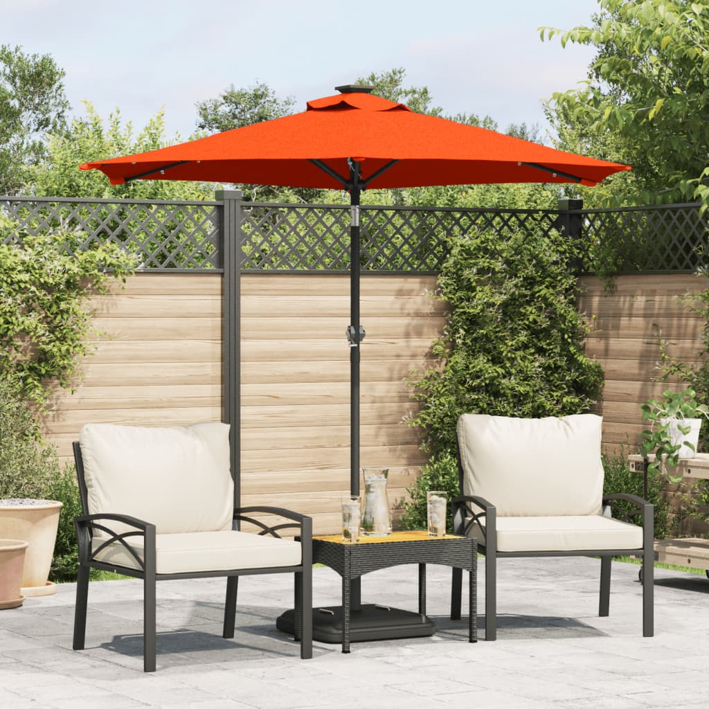 vidaXL Garden Parasol with LEDs and Steel Pole Terracotta 225x225x212cm 1