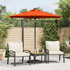 vidaXL Garden Parasol with LEDs and Steel Pole Terracotta 225x225x212cm 1