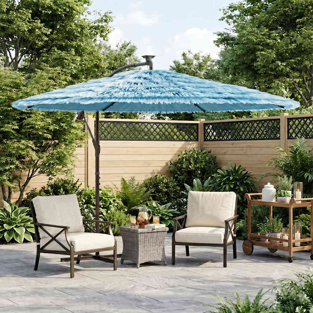 vidaXL Garden Parasol with Steel Pole Blue 269x269x235 cm 1