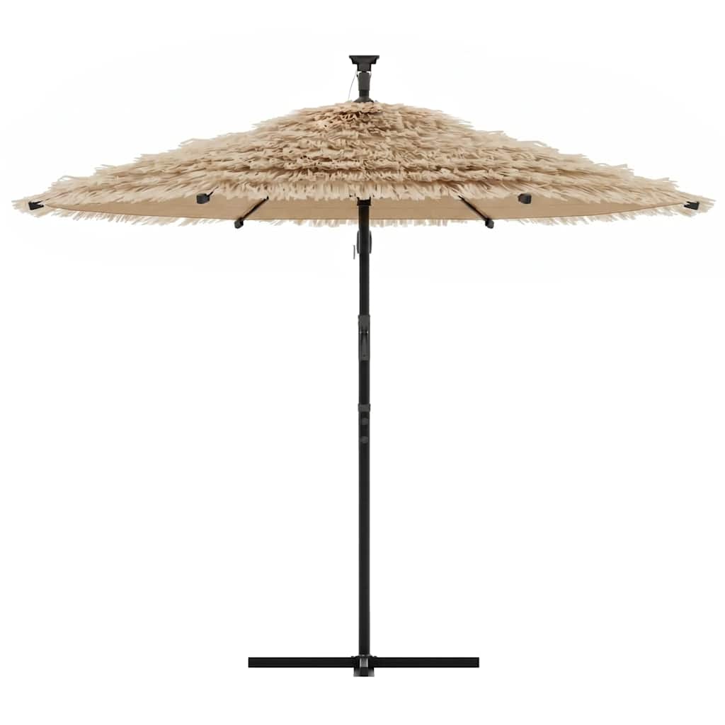 vidaXL Garden Parasol with LEDs and Steel Pole Brown 246x246x230 cm 4