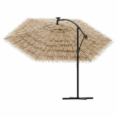 vidaXL Garden Parasol with LEDs and Steel Pole Brown 246x246x230 cm 6