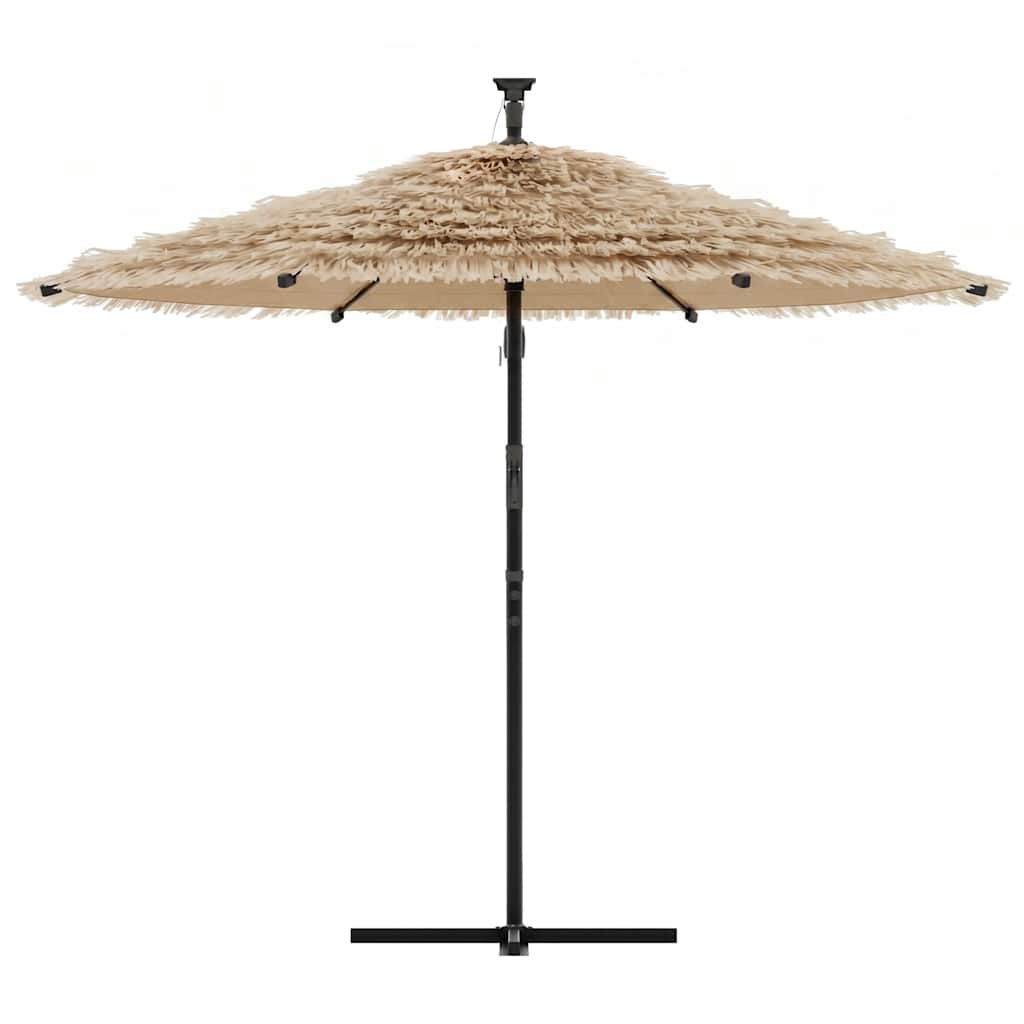 vidaXL Garden Parasol with with LEDs and Steel Pole Brown 269x269x235 cm 4
