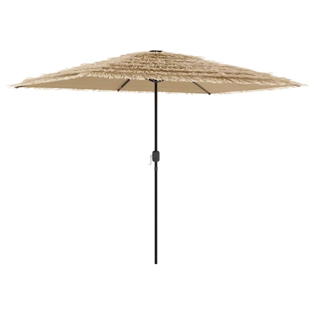 vidaXL Garden Parasol with LEDs and Steel Pole Brown 300x200x250 cm 2