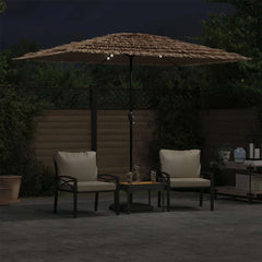 vidaXL Garden Parasol with LEDs and Steel Pole Brown 300x200x250 cm 3