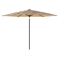 vidaXL Garden Parasol with LEDs and Steel Pole Brown 288x288x225 cm 2