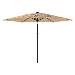 vidaXL Garden Parasol with LEDs and Steel Pole Brown 288x288x225 cm 5