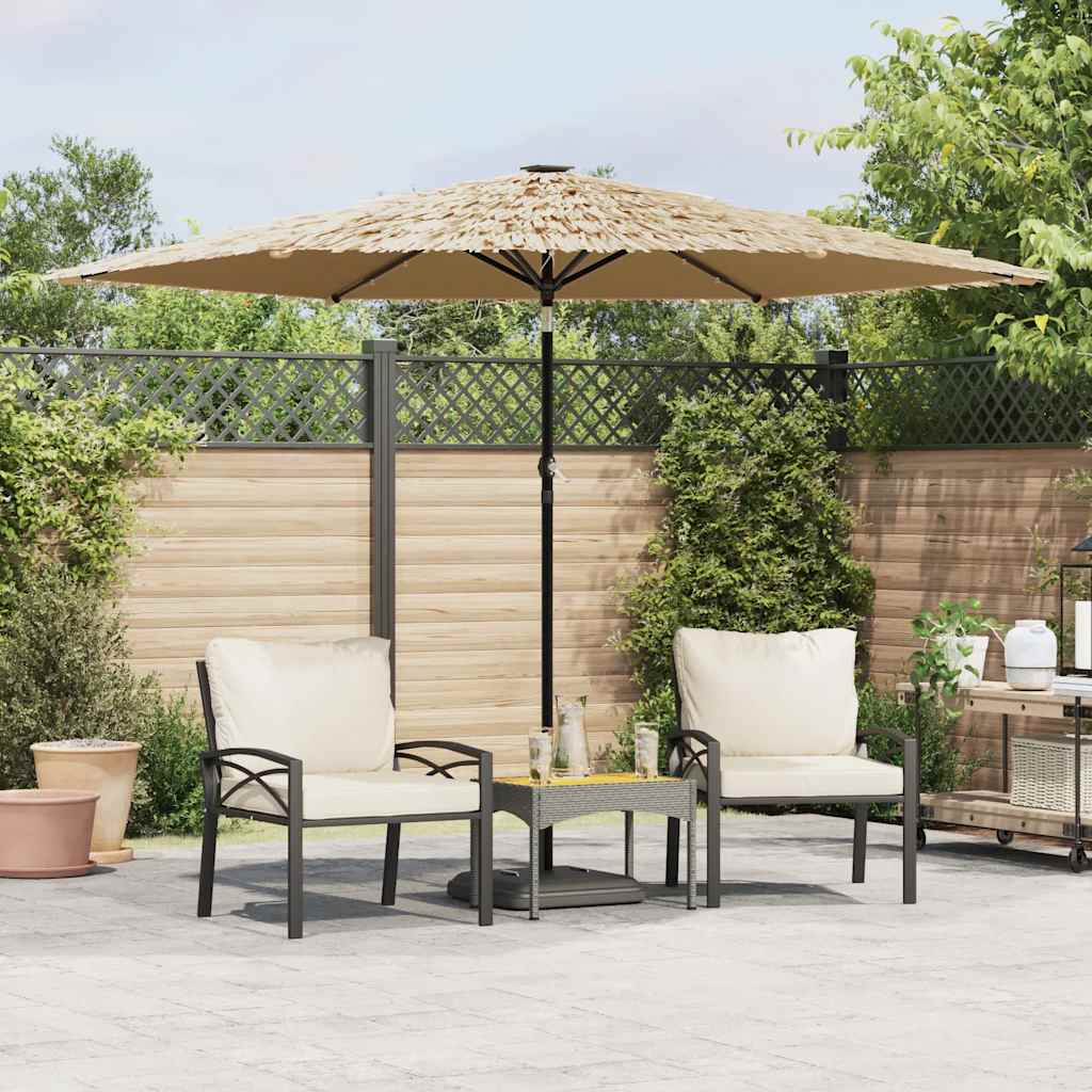 vidaXL Garden Parasol with LEDs and Steel Pole Brown 288x288x225 cm 1