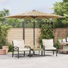 vidaXL Garden Parasol with LEDs and Steel Pole Brown 288x288x225 cm 1