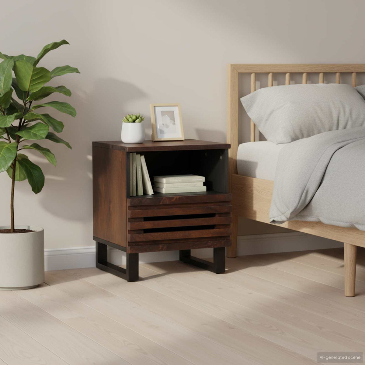 vidaXL Bedside Cabinet 40x34x46 cm Solid Wood Mango