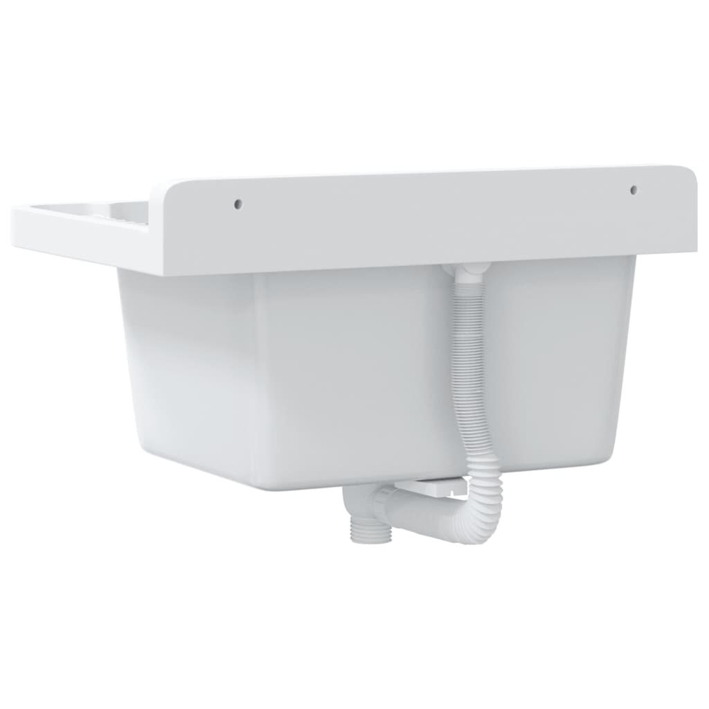 Sink Washbasin for Wall Mounting Resin White 50 cm 35 cm