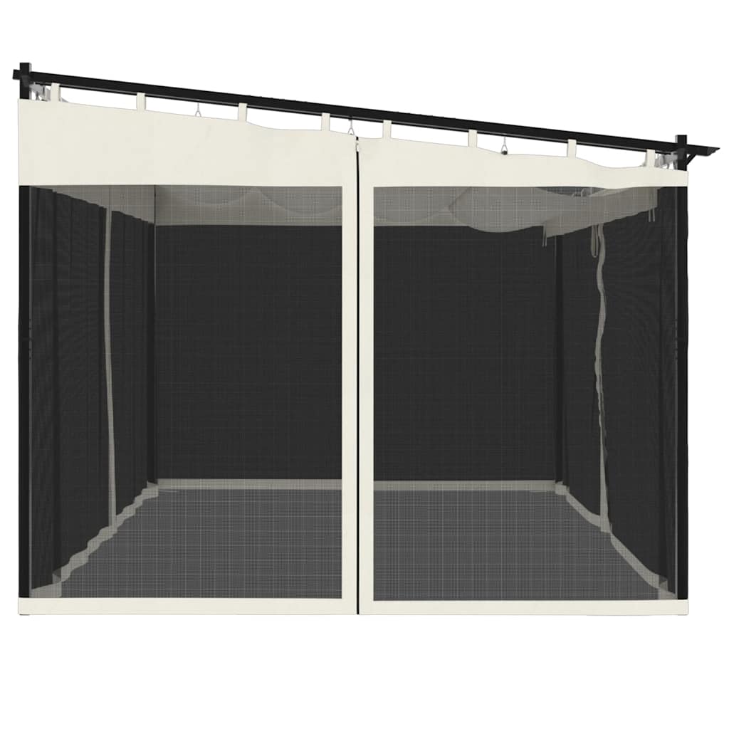 Gazebo Walls Steel Cream 4 x 3 m with mesh