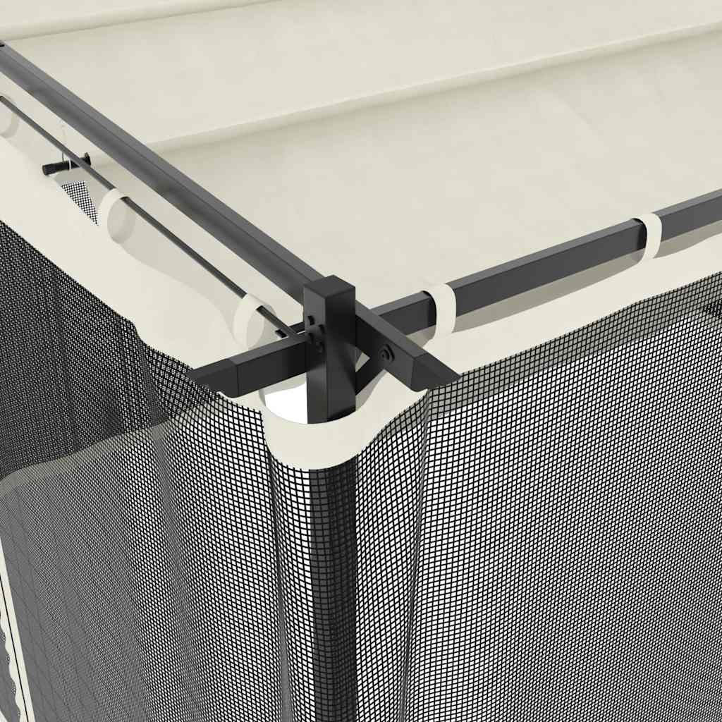 Gazebo Walls Steel Cream 4 x 3 m with mesh