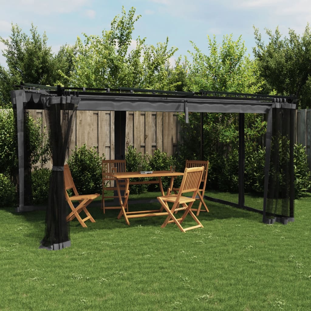 Gazebo Walls Steel Anthracite 4 x 3 m with mesh