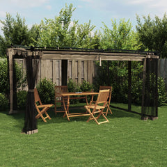 Gazebo Walls Steel Taupe 4 x 3 m with mesh