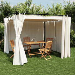 Gazebo with Curtains Steel Cream 3 x 3 m