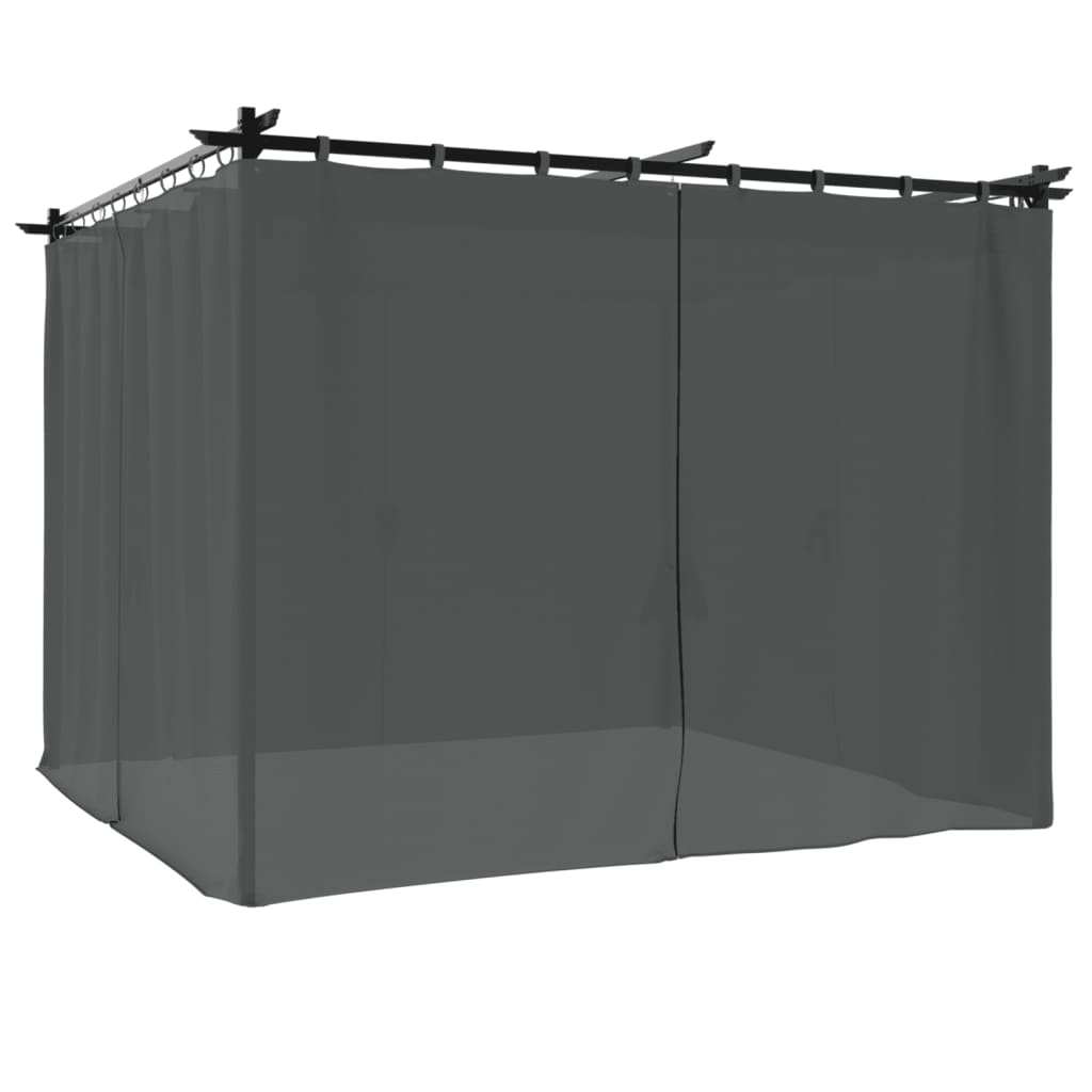 Gazebo with Curtains Steel Anthracite 3 x 3 m