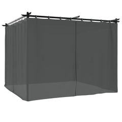Gazebo with Curtains Steel Anthracite 3 x 3 m