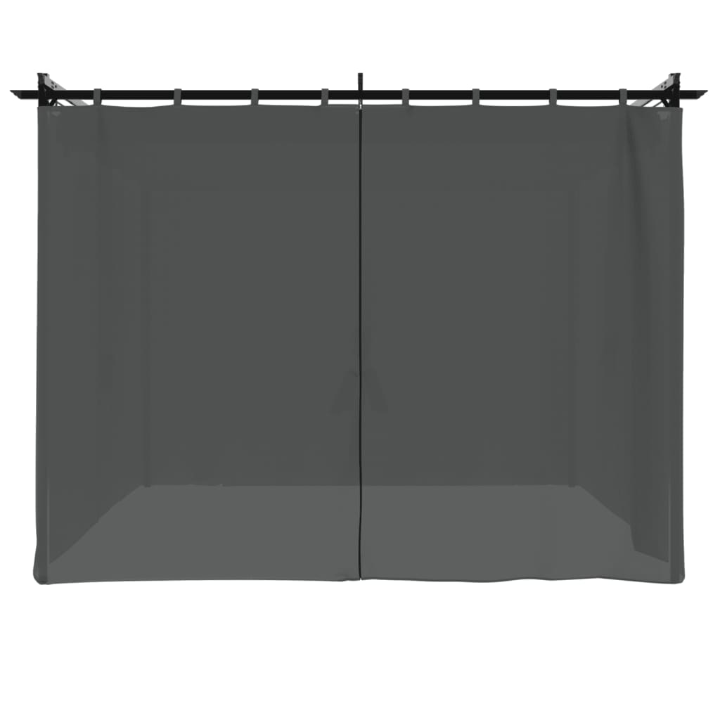 Gazebo with Curtains Steel Anthracite 3 x 3 m