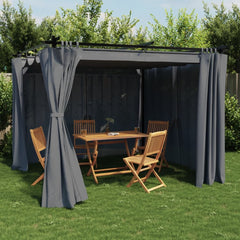 Gazebo with Curtains Steel Anthracite 3 x 3 m
