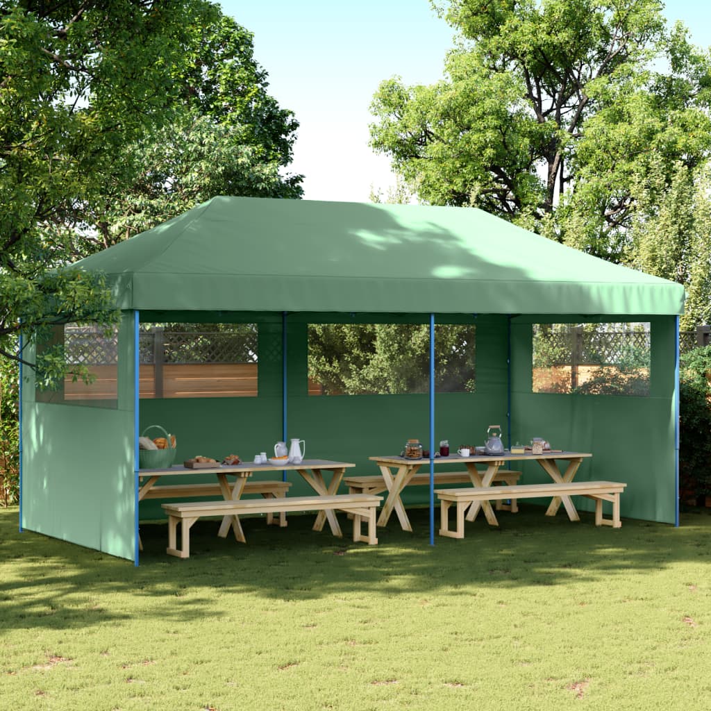 Foldable Party Tent Pop-Up No with 3 Sidewalls Green