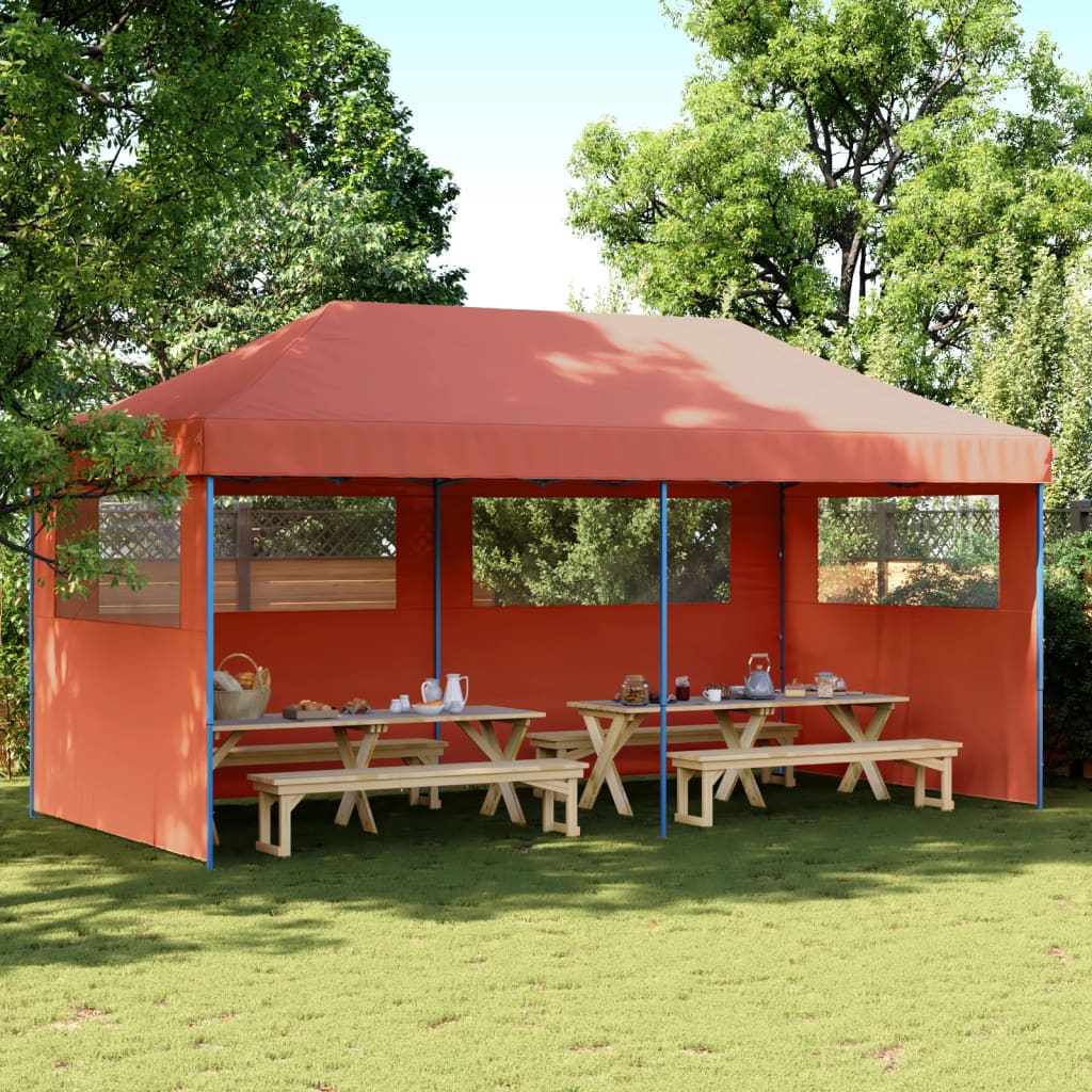 Foldable Party Tent Pop-Up No with 3 Sidewalls Terracotta