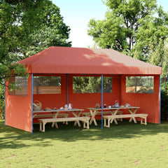 Foldable Party Tent Pop-Up No with 3 Sidewalls Terracotta