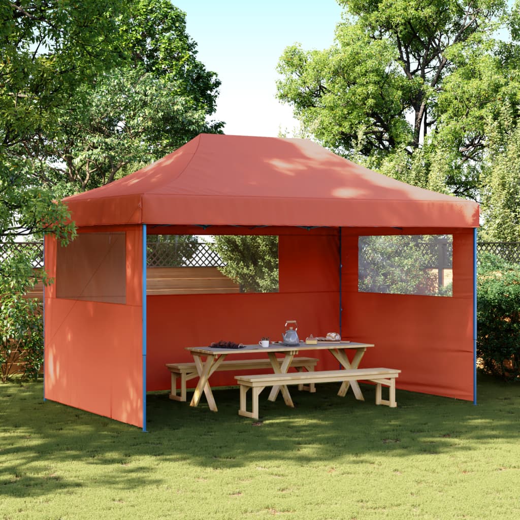 Foldable Party Tent Pop-Up No with 3 Sidewalls Terracotta