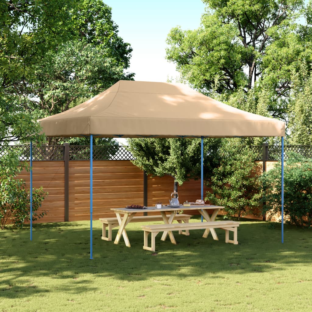 Foldable Party Tent Pop-Up 410x279x315 cm No without Sidewall Beige