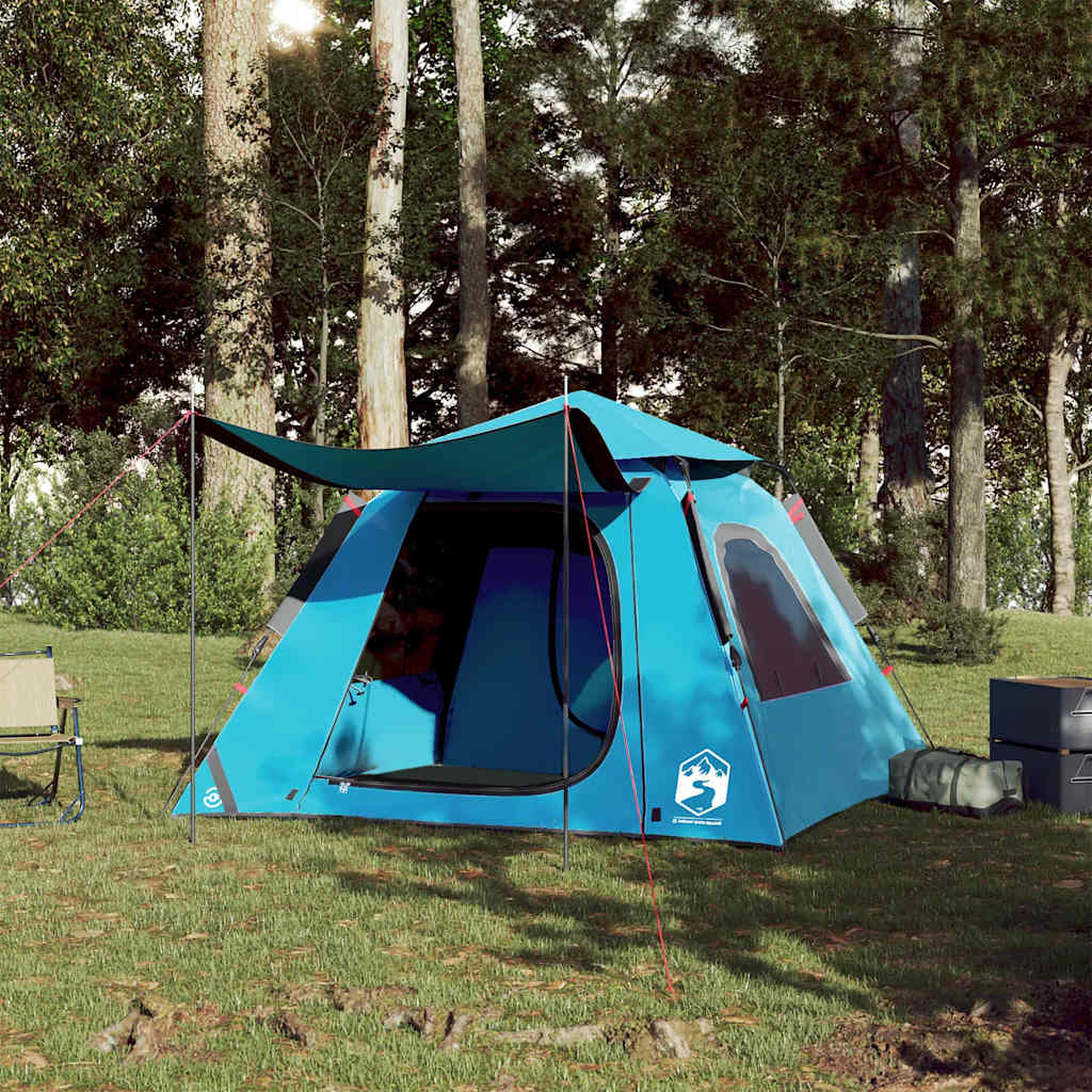 vidaXL Camping Tent Dome 4-Person Blue Quick Release 3