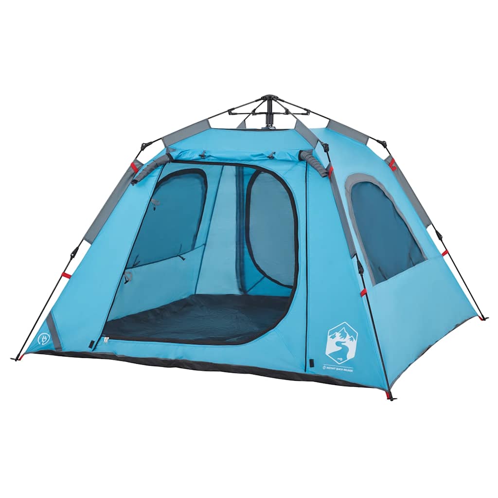 vidaXL Camping Tent Dome 4-Person Blue Quick Release 5