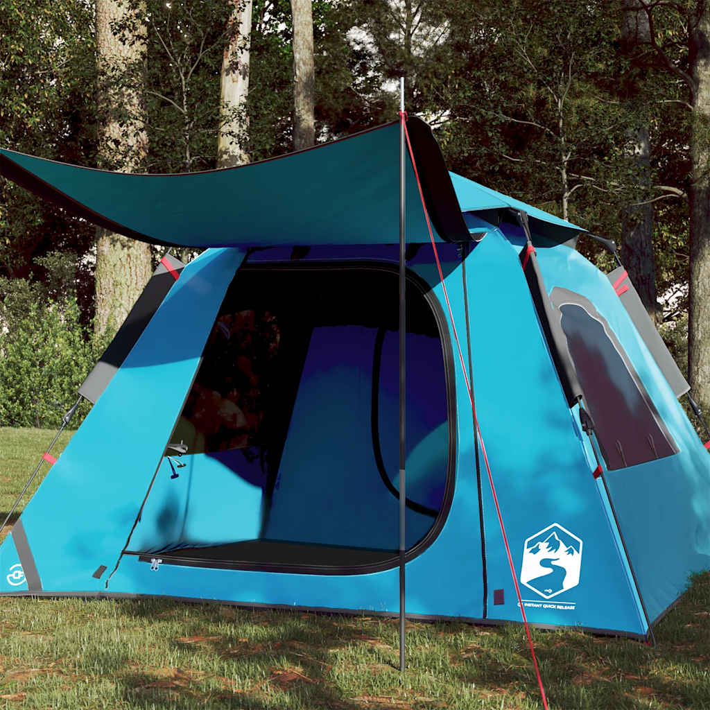 vidaXL Camping Tent Dome 4-Person Blue Quick Release 1