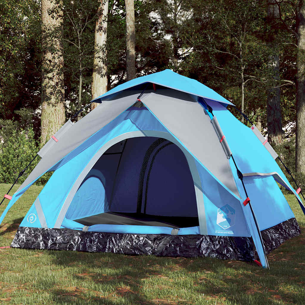 vidaXL Camping Tent Dome 3-Person Blue Quick Release 1