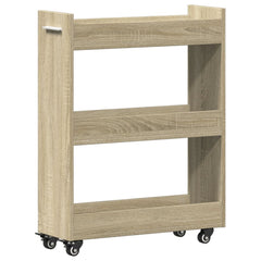 vidaXL Cabinet with Wheels Sonoma Oak 60x22x79 cm Engineered Wood 2