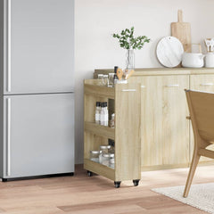 vidaXL Cabinet with Wheels Sonoma Oak 60x22x79 cm Engineered Wood 3