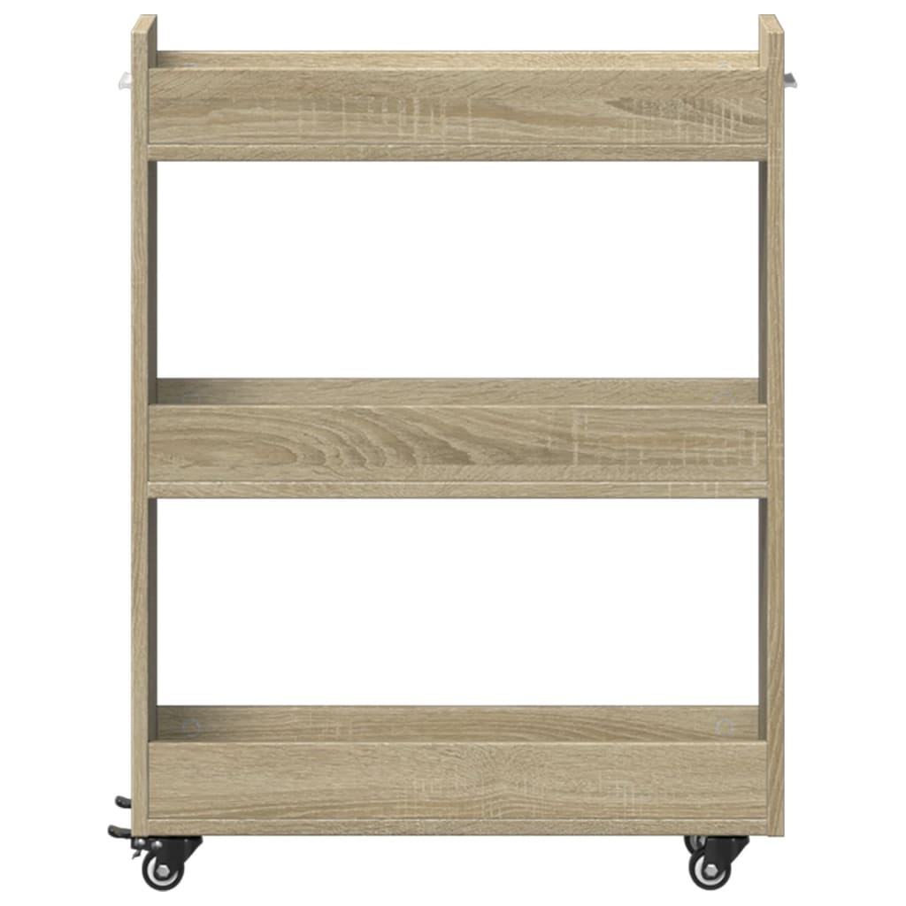 vidaXL Cabinet with Wheels Sonoma Oak 60x22x79 cm Engineered Wood 5