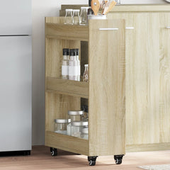 vidaXL Cabinet with Wheels Sonoma Oak 60x22x79 cm Engineered Wood 1