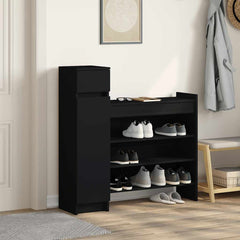 vidaXL Shoe Cabinet Black 100.5x28x100 cm Engineered Wood 3