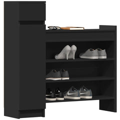 vidaXL Shoe Cabinet Black 100.5x28x100 cm Engineered Wood 4