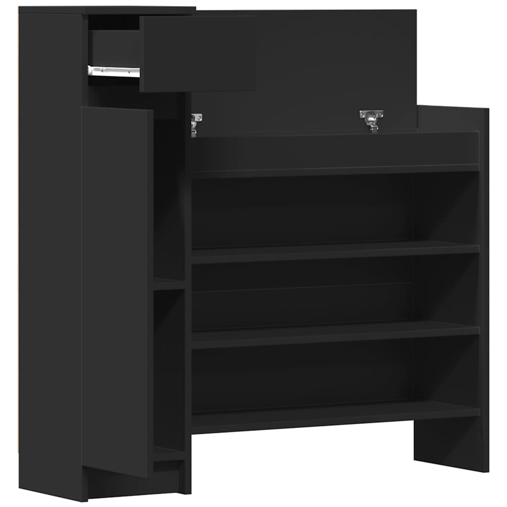 vidaXL Shoe Cabinet Black 100.5x28x100 cm Engineered Wood 5