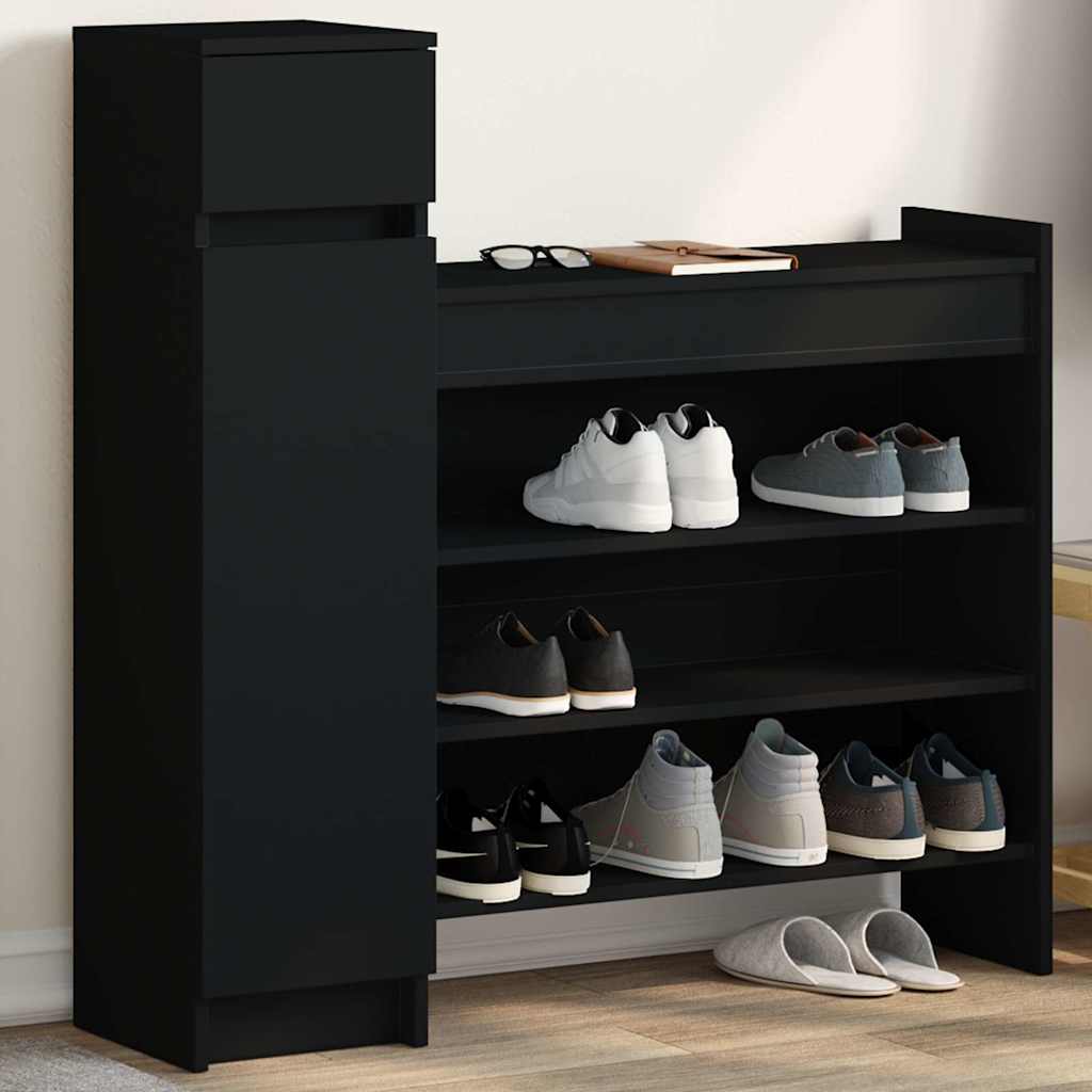 vidaXL Shoe Cabinet Black 100.5x28x100 cm Engineered Wood 1