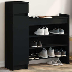 vidaXL Shoe Cabinet Black 100.5x28x100 cm Engineered Wood 1