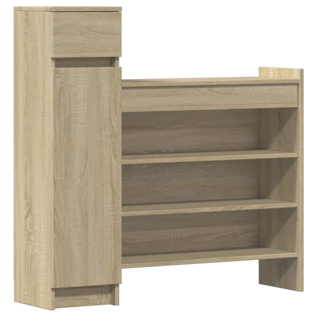 vidaXL Shoe Cabinet Sonoma Oak 100.5x28x100 cm Engineered Wood 2