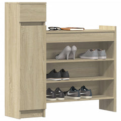 vidaXL Shoe Cabinet Sonoma Oak 100.5x28x100 cm Engineered Wood 4