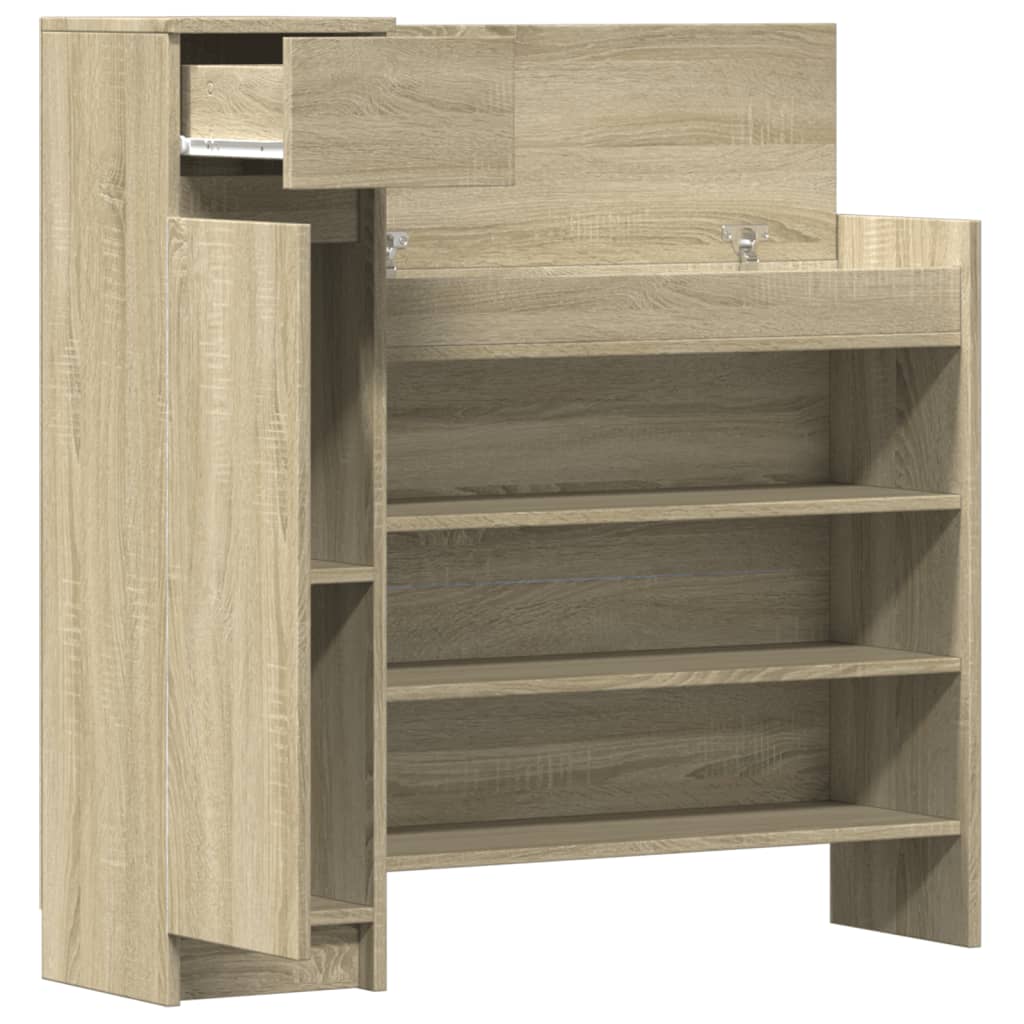 vidaXL Shoe Cabinet Sonoma Oak 100.5x28x100 cm Engineered Wood 5