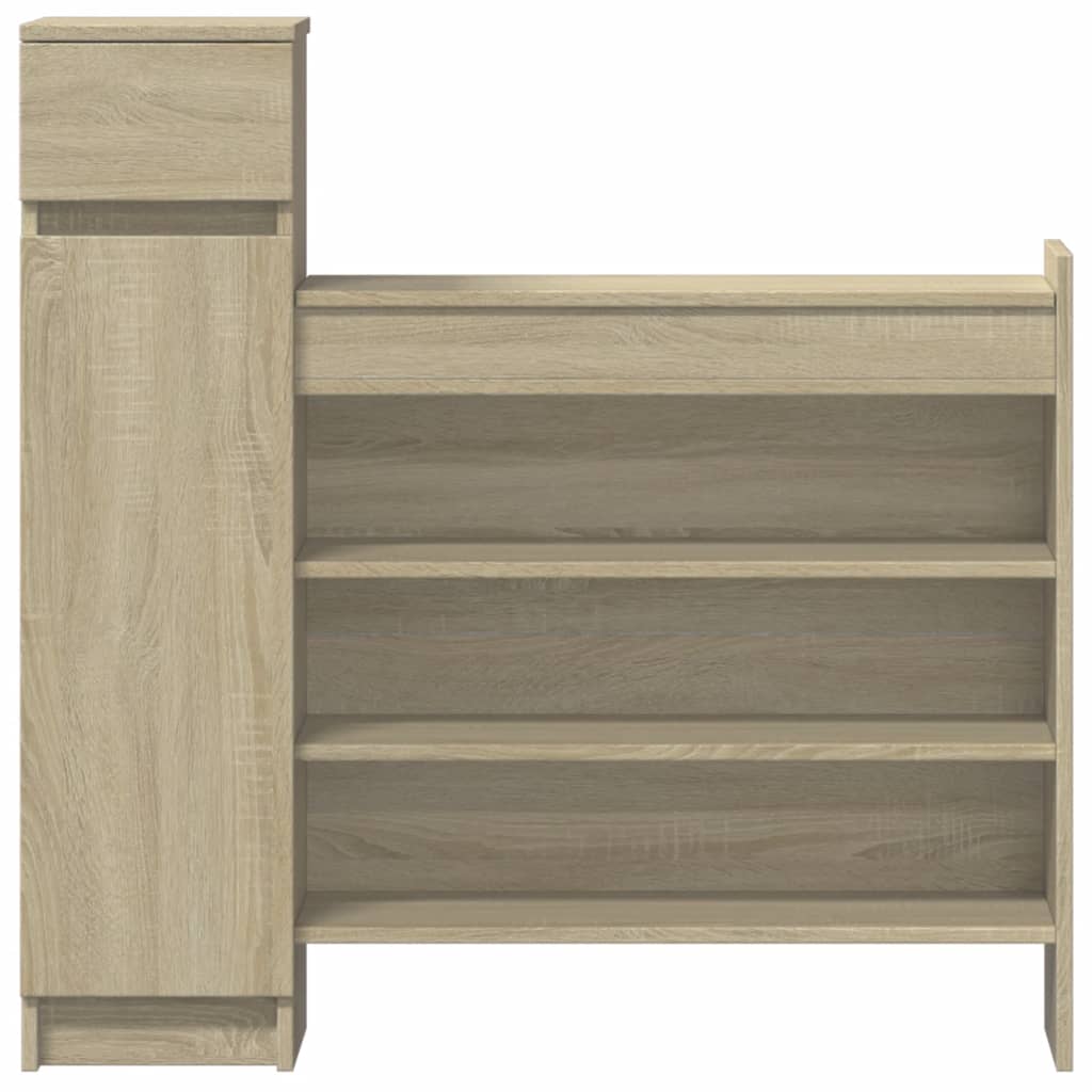 vidaXL Shoe Cabinet Sonoma Oak 100.5x28x100 cm Engineered Wood 6