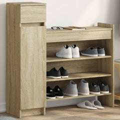 vidaXL Shoe Cabinet Sonoma Oak 100.5x28x100 cm Engineered Wood 1
